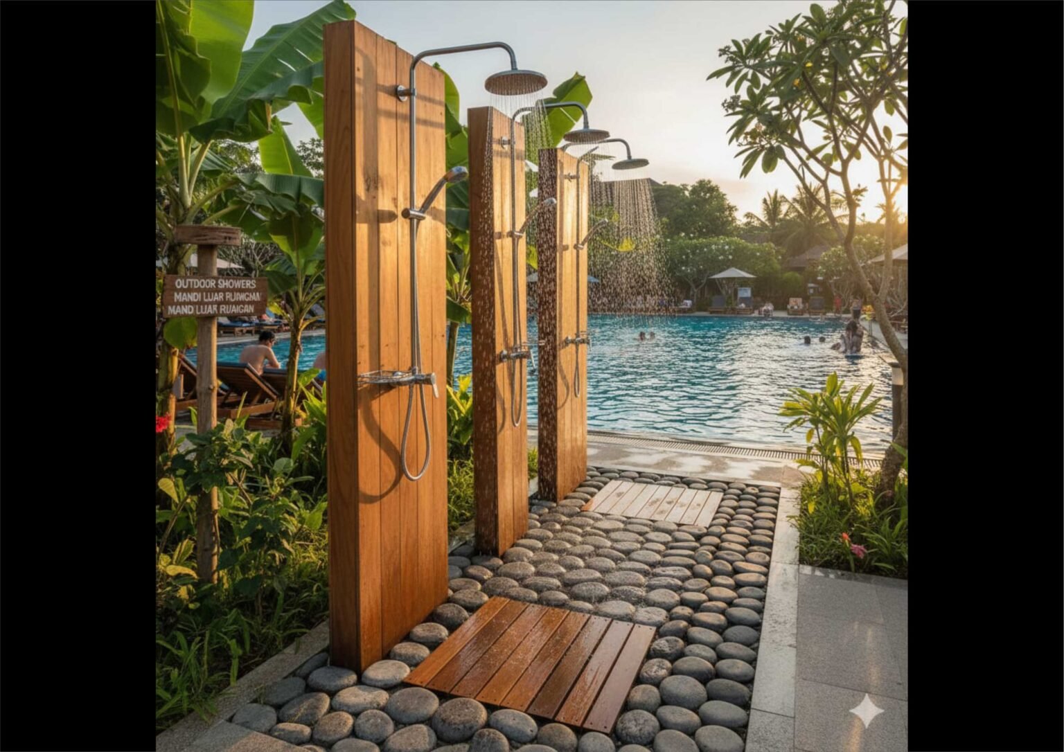 Ide Design Shower Outdoor di Kolam Renang
