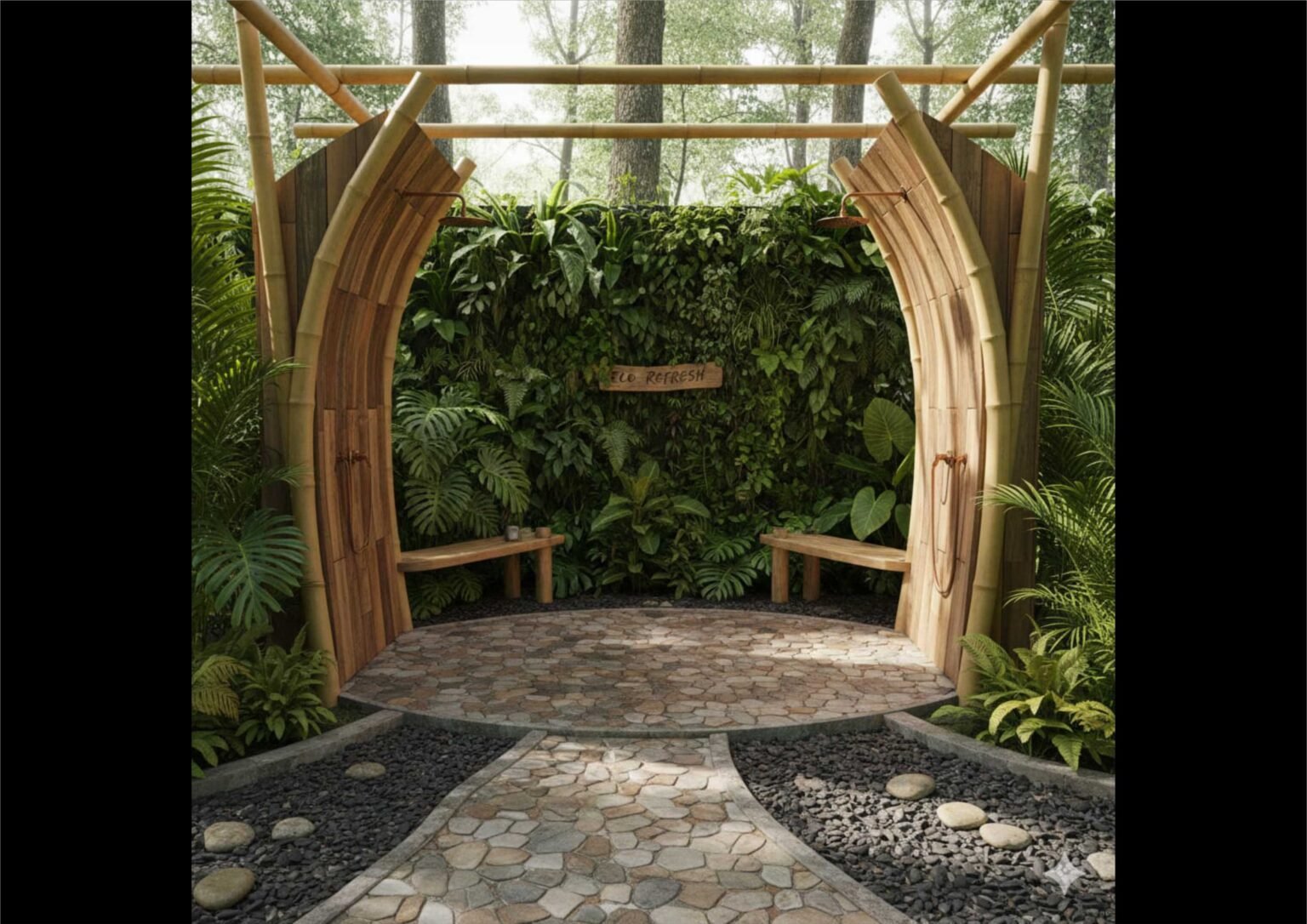 Ide Design Shower Outdoor di Kolam Renang