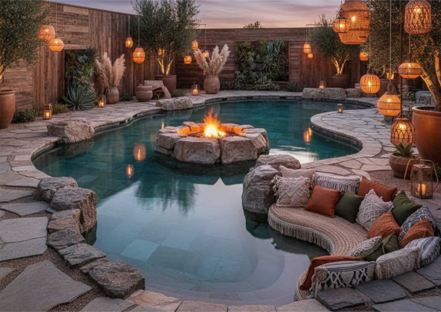 Ide Desain Kolam Renang Ala Bohemian