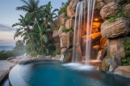 Ide Desain Kolam Renang dengan Waterfall