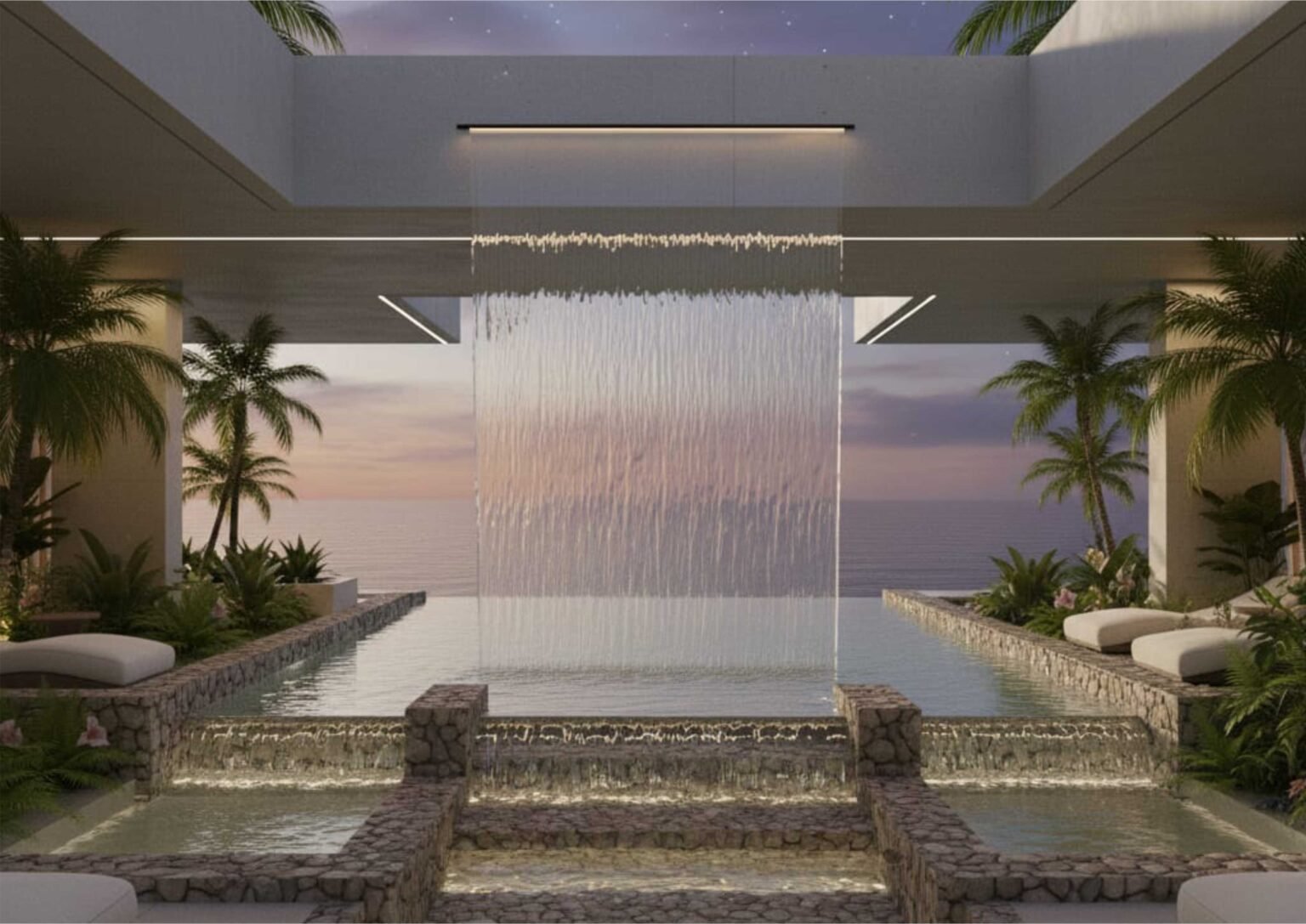 Ide Desain Kolam Renang dengan Waterfall