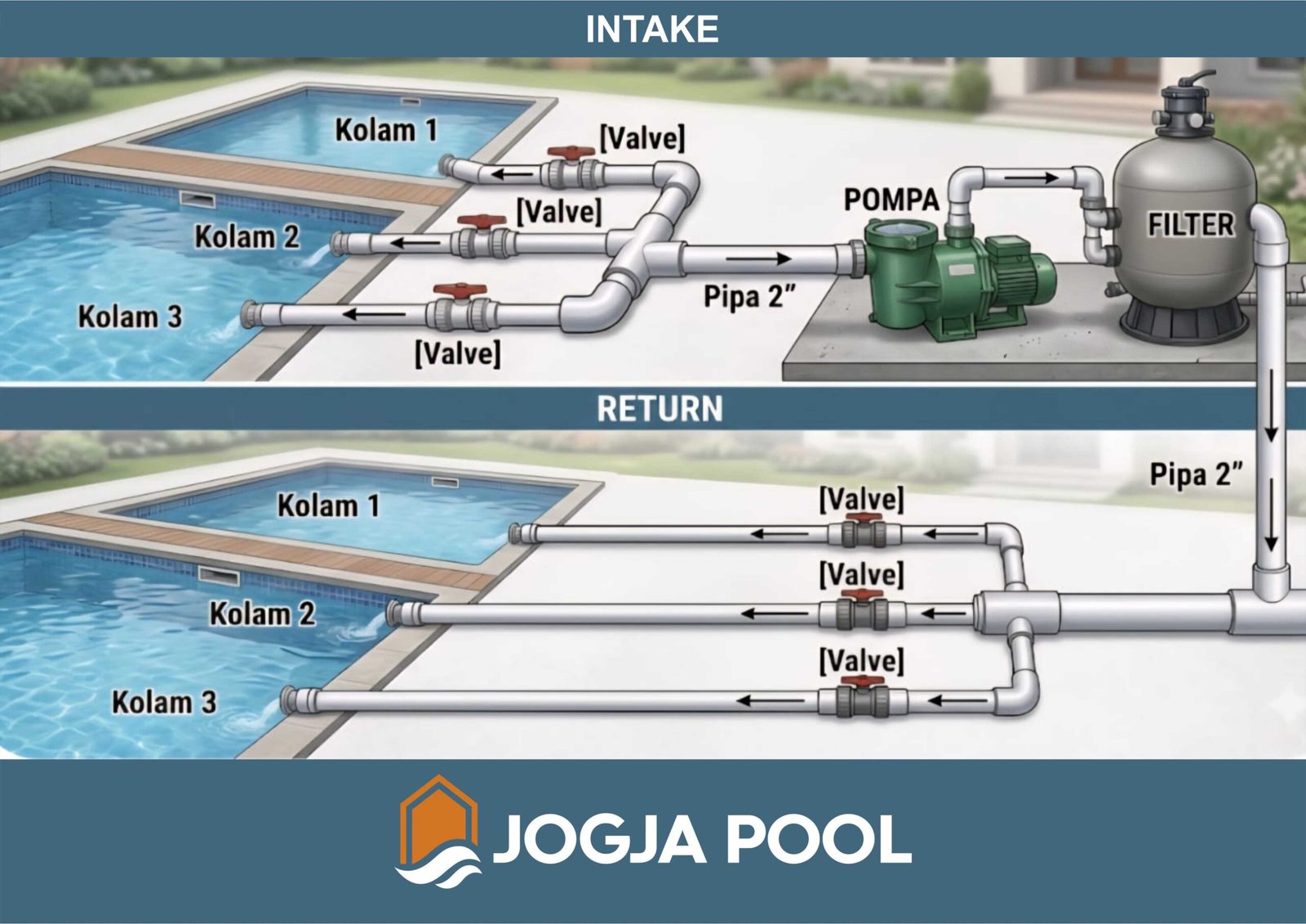 Apakah Bisa Pakai 1 Pompa untuk Beberapa Kolam Renang?