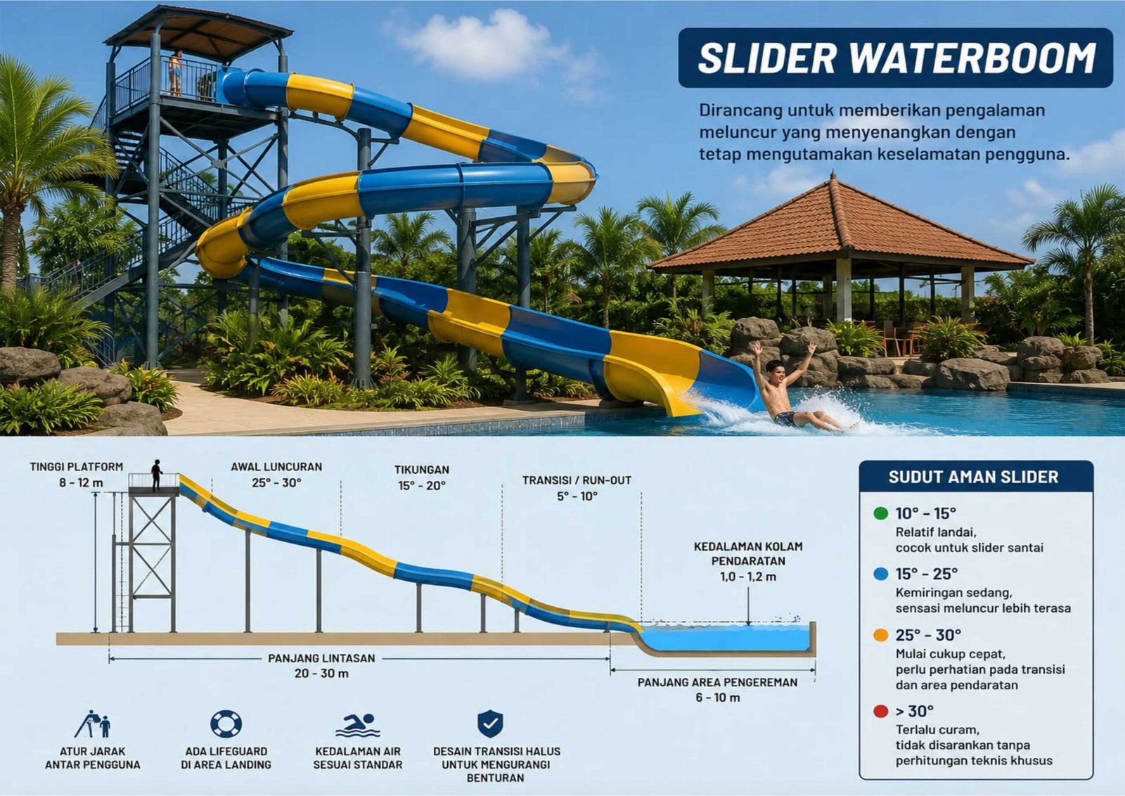 Lebar Slider Waterboom Ideal 2 Sudut Aman Slider Waterboom: Jangan Hanya Mengejar Kemiringan